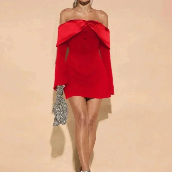 Red Elegant Women's Leopard Lace Panel Cami Dress - Picture 3 of 6